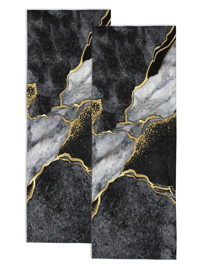Snowmolle 2 Pack Hand Bath Towel,Black and White Marble Fingertip Towel Decorative Bath Towel Bathroom Kitchen Towel Set Highly Absorbent SPA Gym Towels 14x28 Inch - Image 1